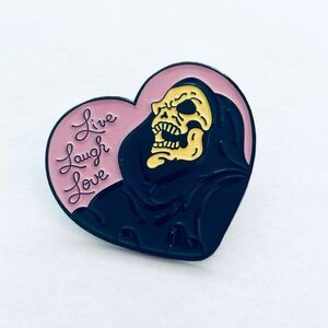 Live Laugh Love Skeletor Unisex Enamel Pin, NWT